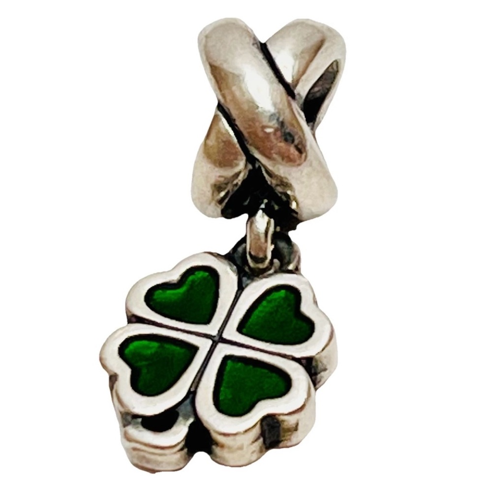 Authentic Pandora Shamrock Charm ALE 925 Sterling Y2K Vintage Lucky Irish Green